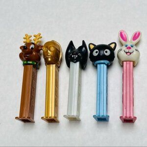 Vintage Pez Candy Dispenser Assorted Lot of 5  Reindeer Chocopat Easter Bunny
